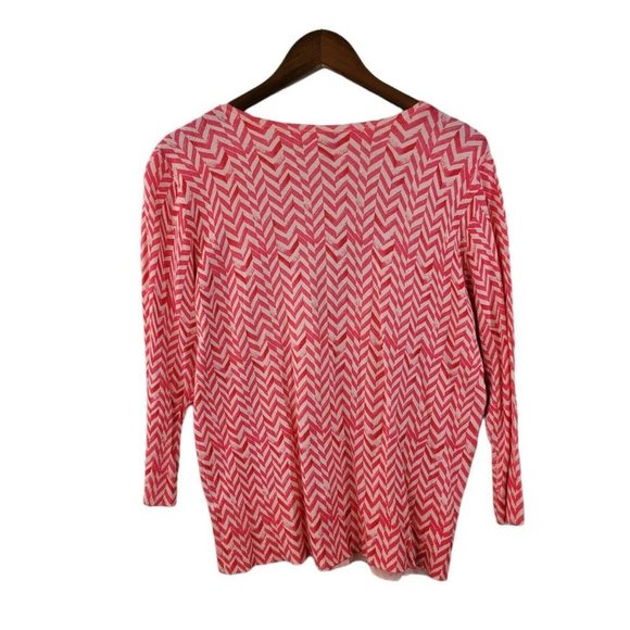 Maurices Cardigan Sweater size XL Sweatshirt 3/4 sleeve zigzag pink lightweight - Picture 3 of 5